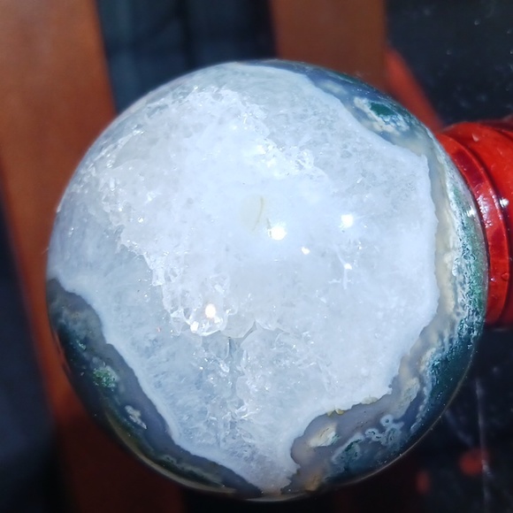 Moss Agate Sphere - Picture 10 of 12
